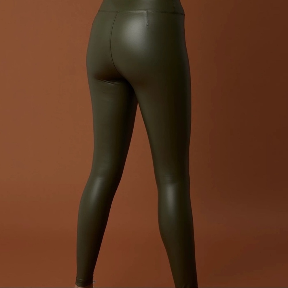 OFFLINE By Aerie Real Luxe Faux Leather Legging Olive NWT Small and Medium - Picture 2 of 14